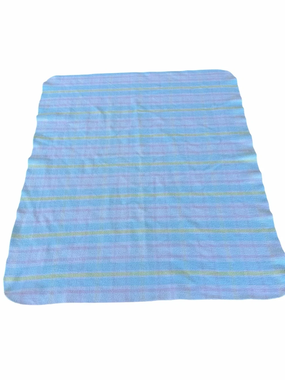 VTG Carter’s Pastel Plaid Lovey Recieving Baby Blanket 100% Cotton Fleece 28x32